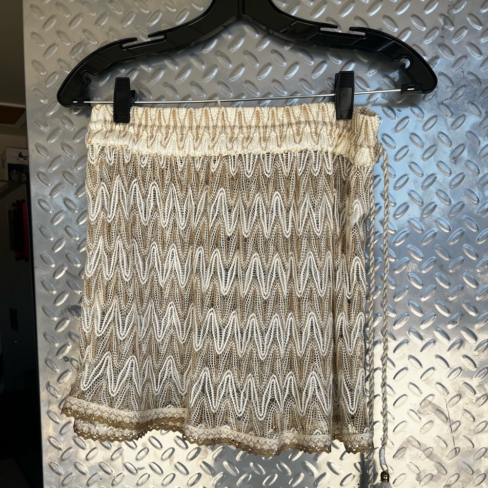 Ramy Brook Beige and White Mini Skirt